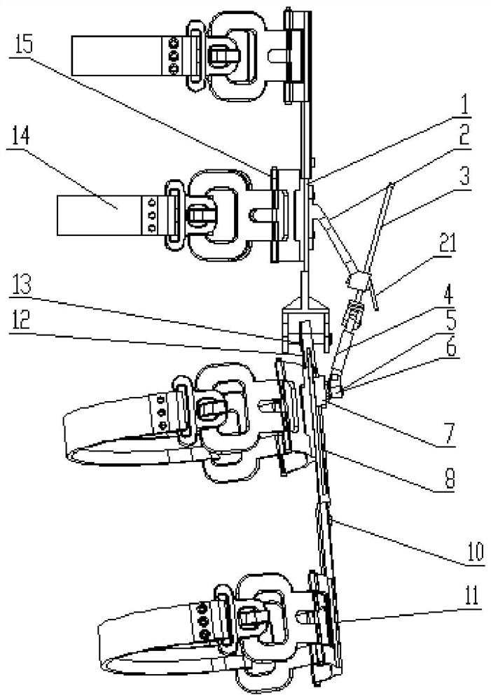 A medical auxiliary device for adjusting the line of force of the lower limbs of the human body