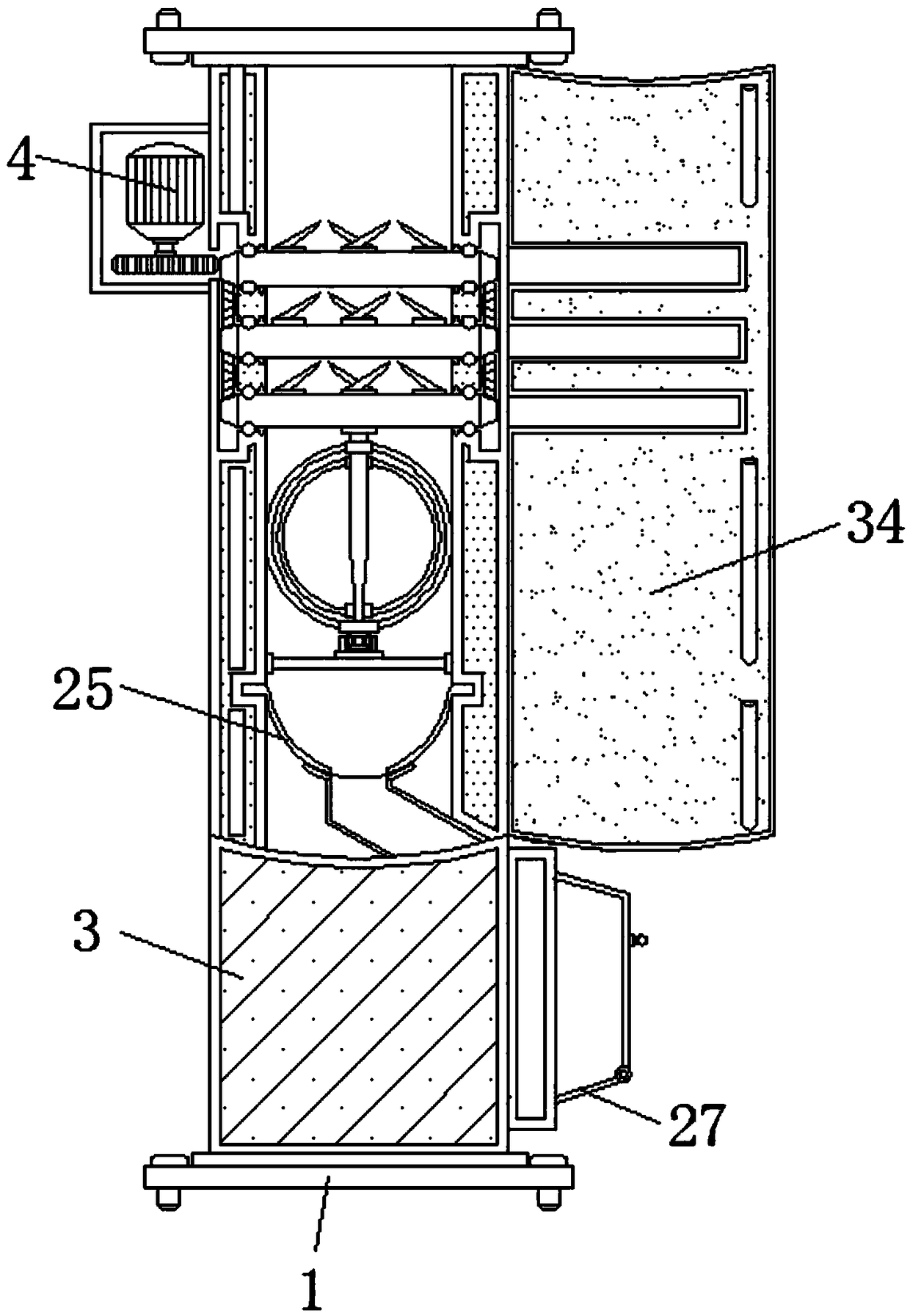 Crushing device convenient for performing integrated treatment on kitchen vegetable washing sink garbage