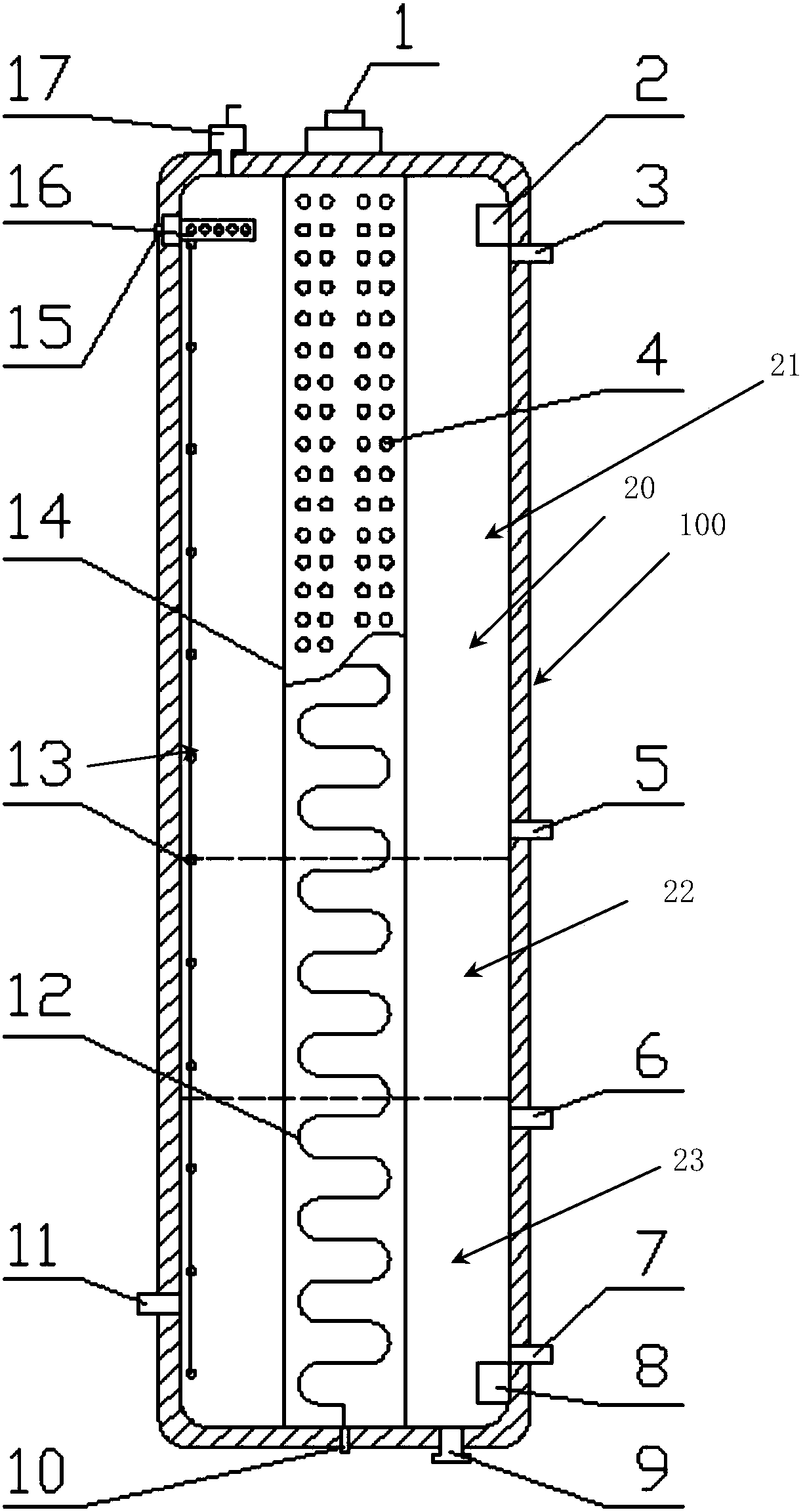 Vertical-type heat-storage water tank having built-in coil pipe with thermal stratification function