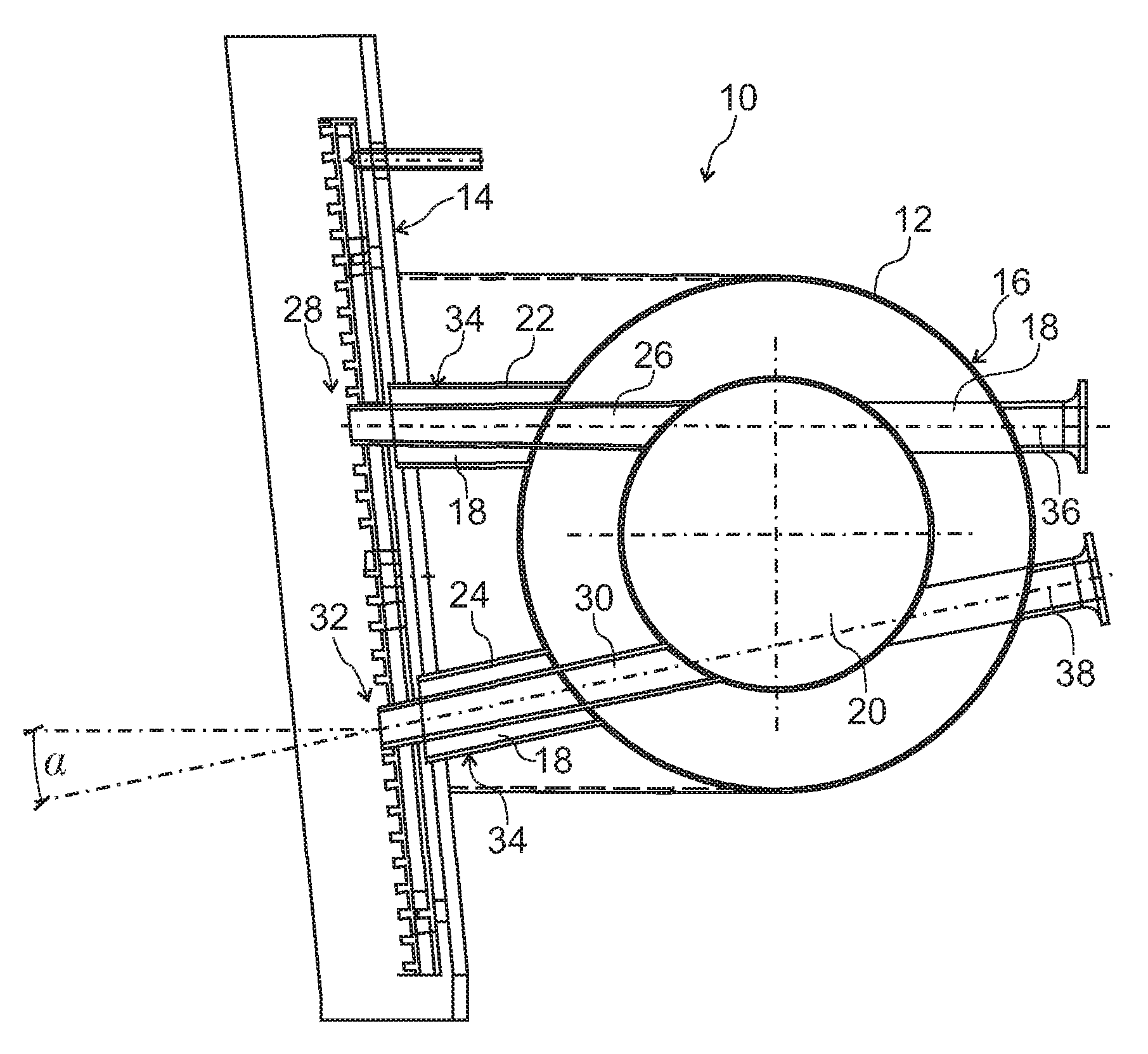 Bustle pipe arrangement