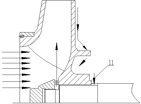 Axial force balance device for centrifugal residual heat removal pump for nuclear power