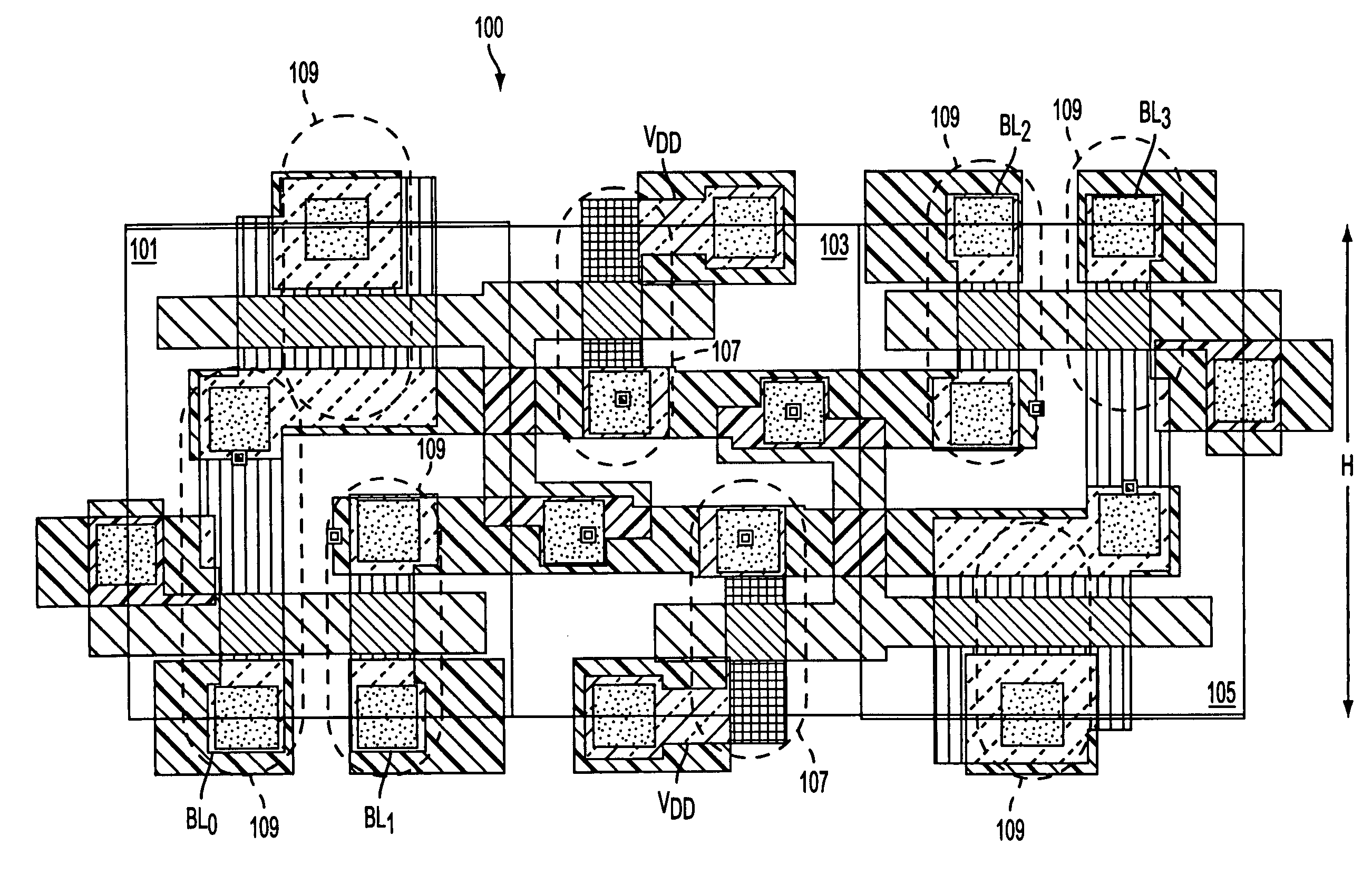 Dual port memory core cell architecture with matched bit line capacitances