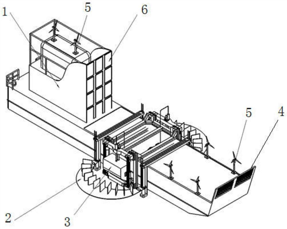 Marine wave energy power generation device based on ship body two-side wave enhancement principle and working method of marine wave energy power generation device