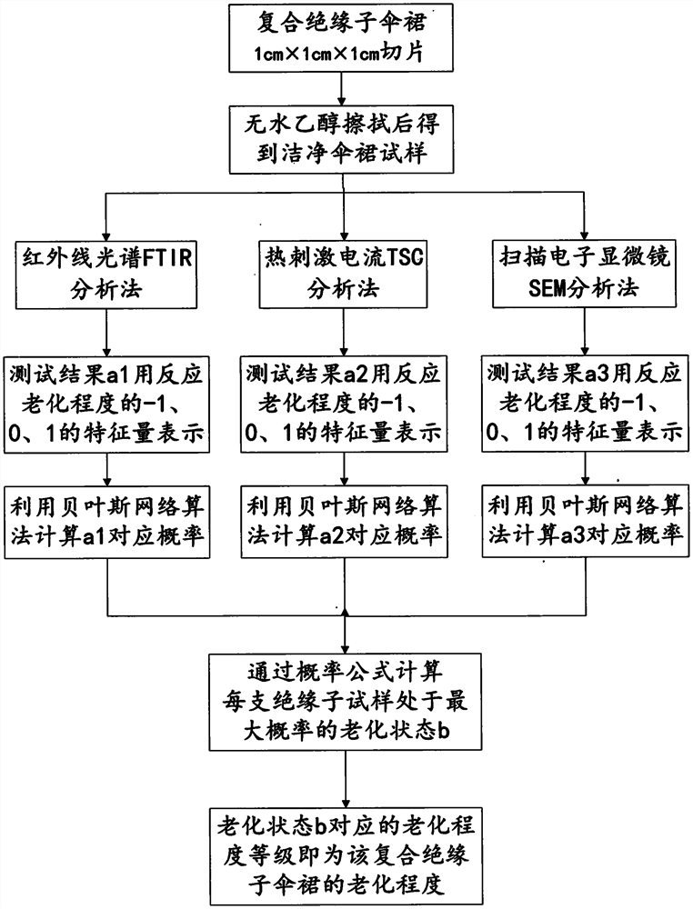 Comprehensive evaluation method for aging degree of composite insulator umbrella skirt