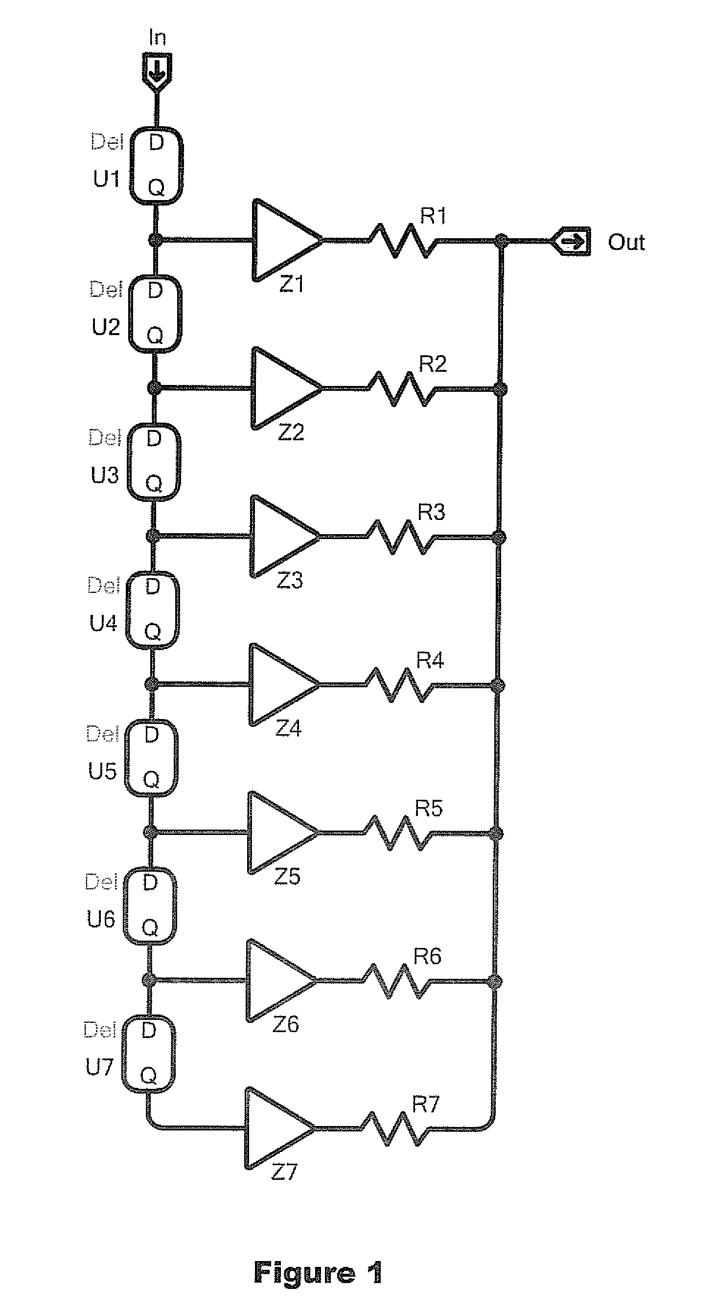 FIR filter using unclocked delay elements