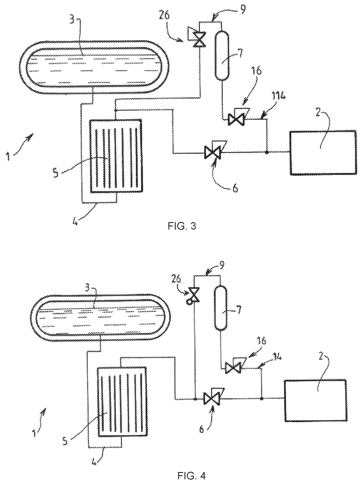 Installation and method for supplying a fuel cell with hydrogen