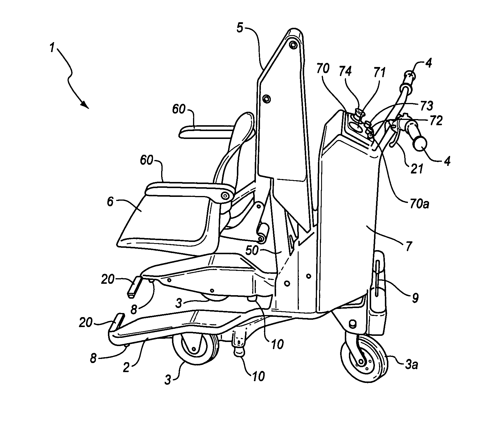 Mobile equipment for transport and positioning of disabled people