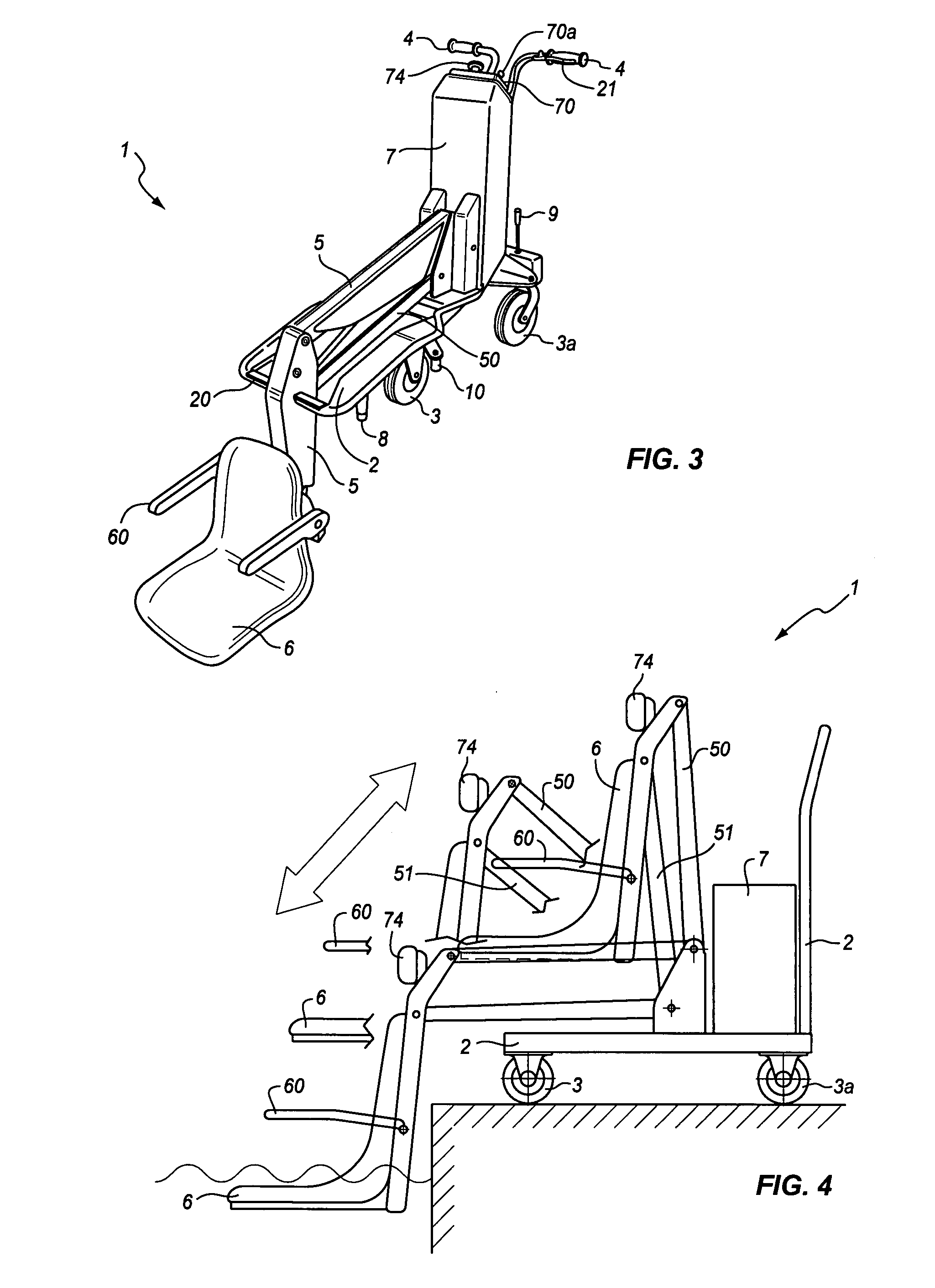 Mobile equipment for transport and positioning of disabled people