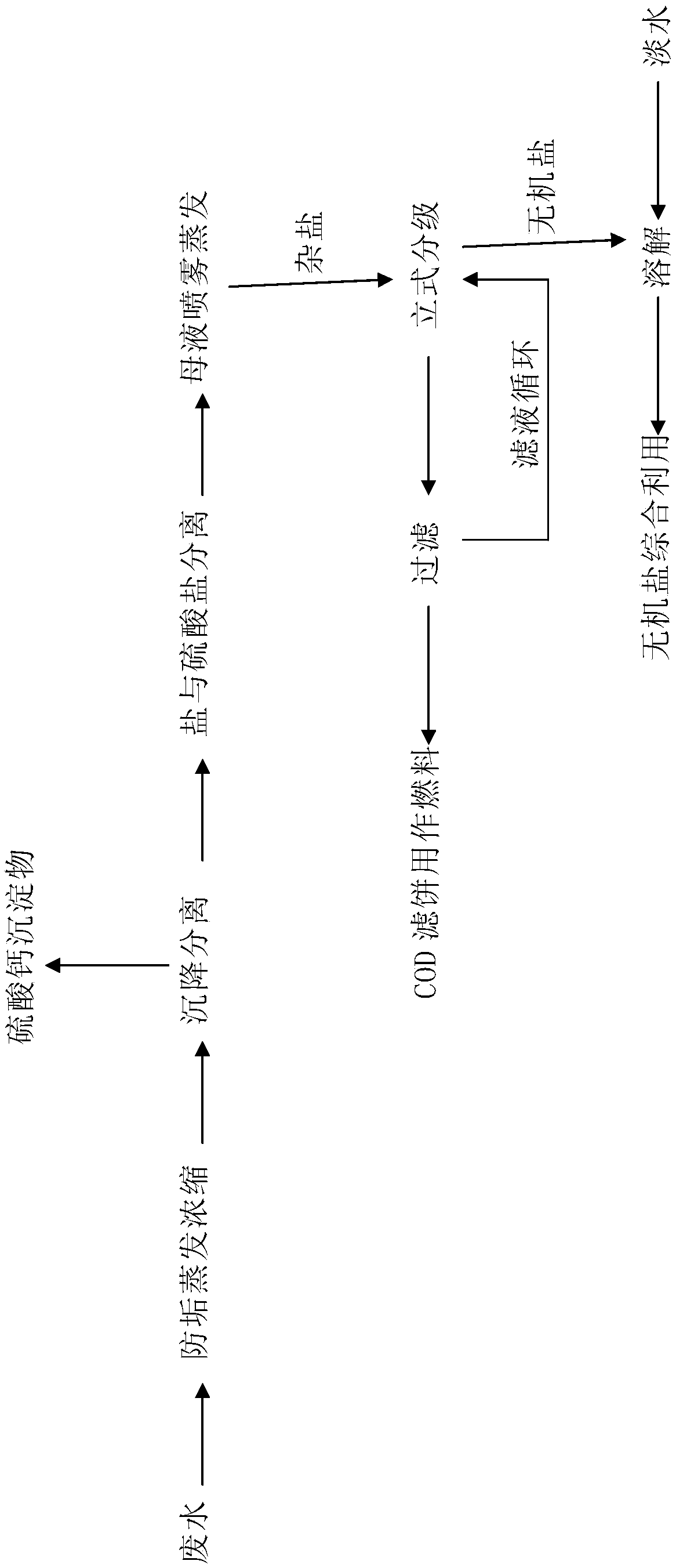 Recovery process for wastewater with high salt COD (chemical oxygen demand)