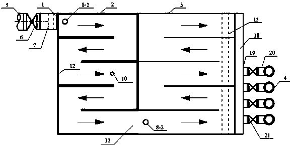 Processing device for cationic dye wastewater and wastewater processing method of processing device