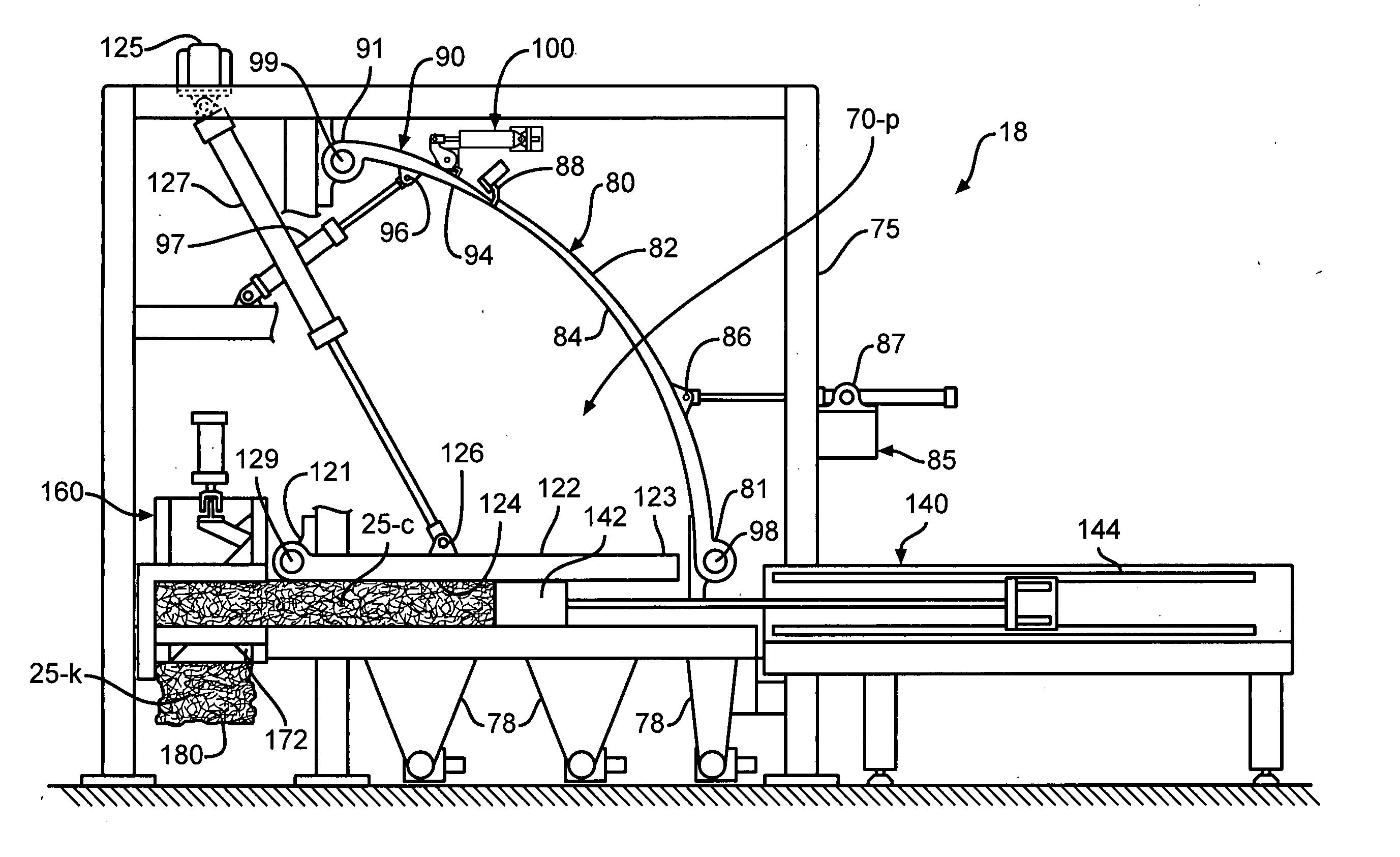 Low profile packaging assembly for loose fill insulation material