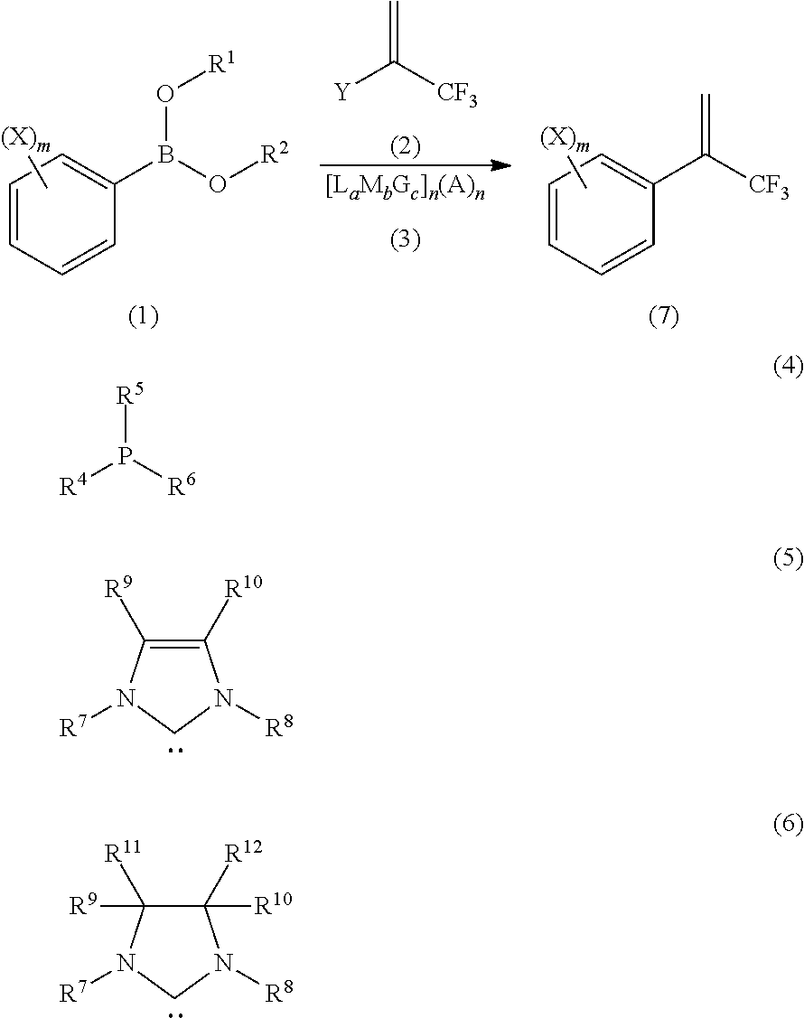 Process for production of 2-(substituted phenyl)-3,3,3-trifluoropropene compound