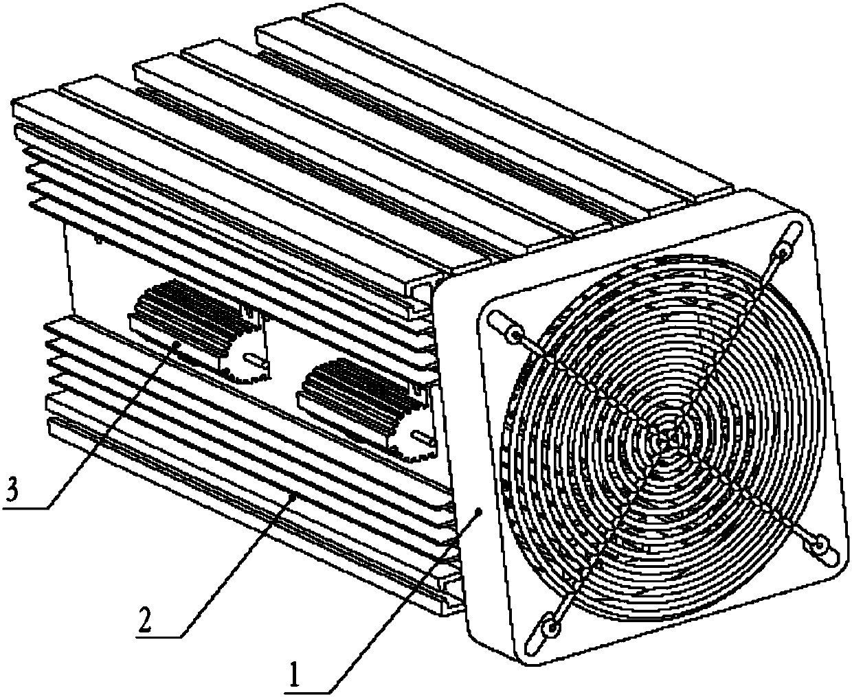 Modular heat dissipation structure of power supply and distribution load device