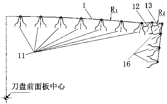 Hard rock cutterhead of multi-angle rock breaking cantilever heading machine