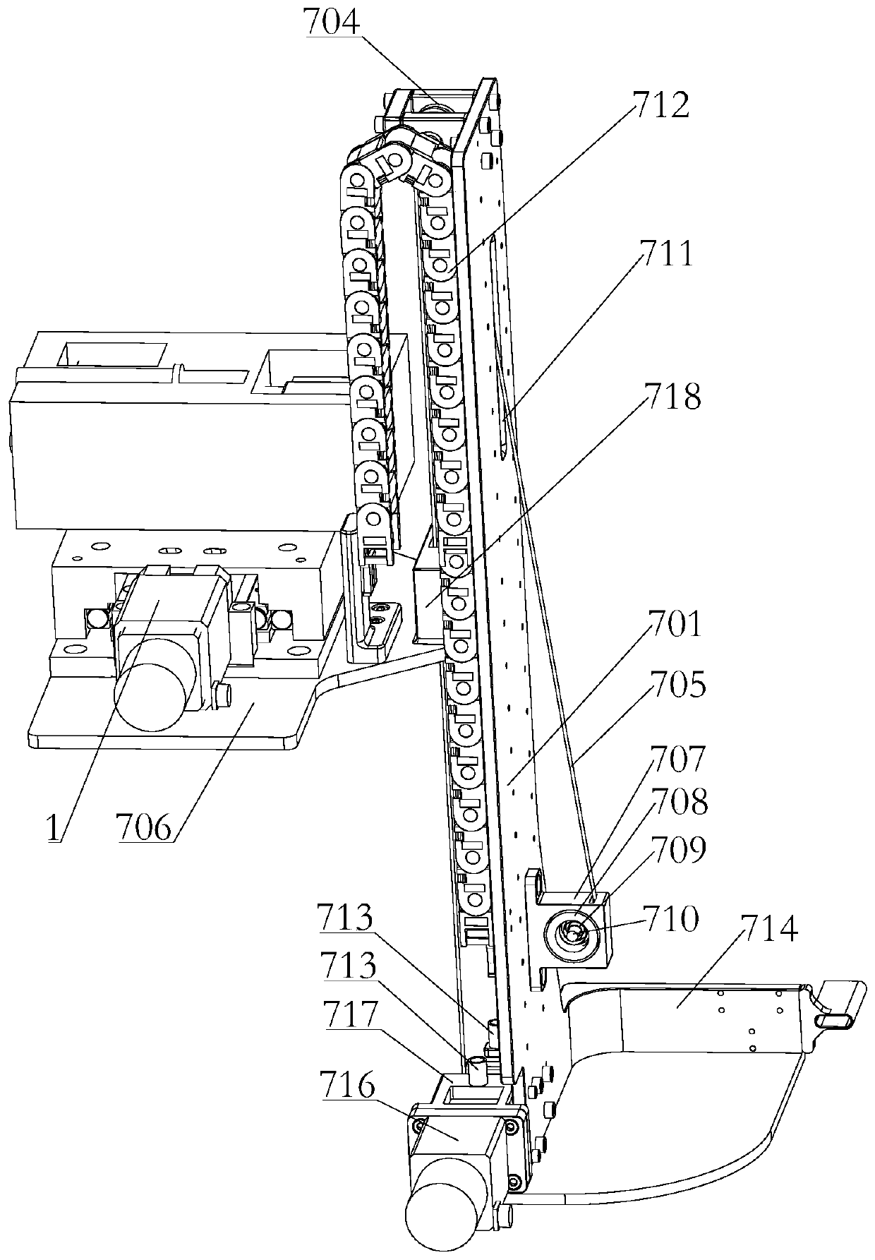 Steel wire rope driving mechanism for optical inspection outside material cabin and exposure platform