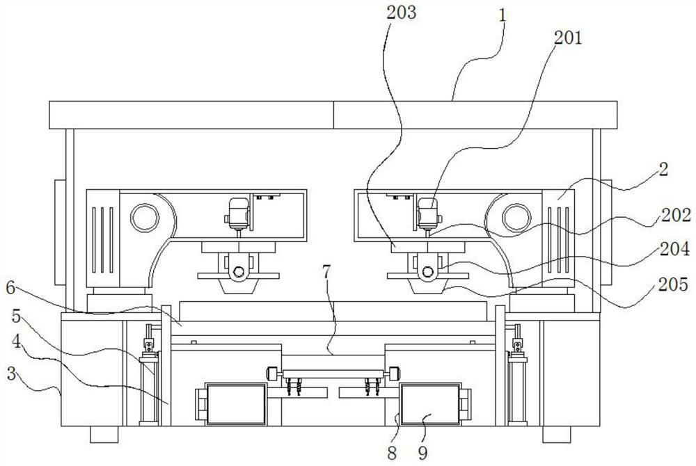 Machining table with positioning structure and convenient to adjust for middle frame machining