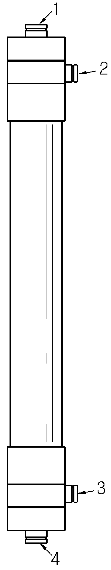 Central baffle and pressure-type hollow fiber membrane module comprising the same and its cleaning method