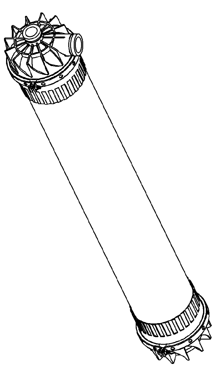 Central baffle and pressure-type hollow fiber membrane module comprising the same and its cleaning method