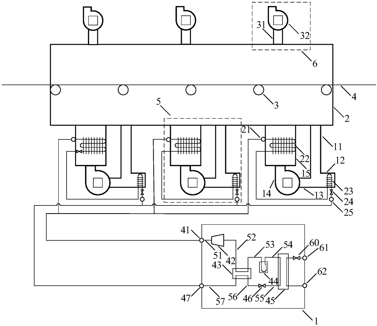 Lithium battery gravure coating machine drying system using multiple heat pumps