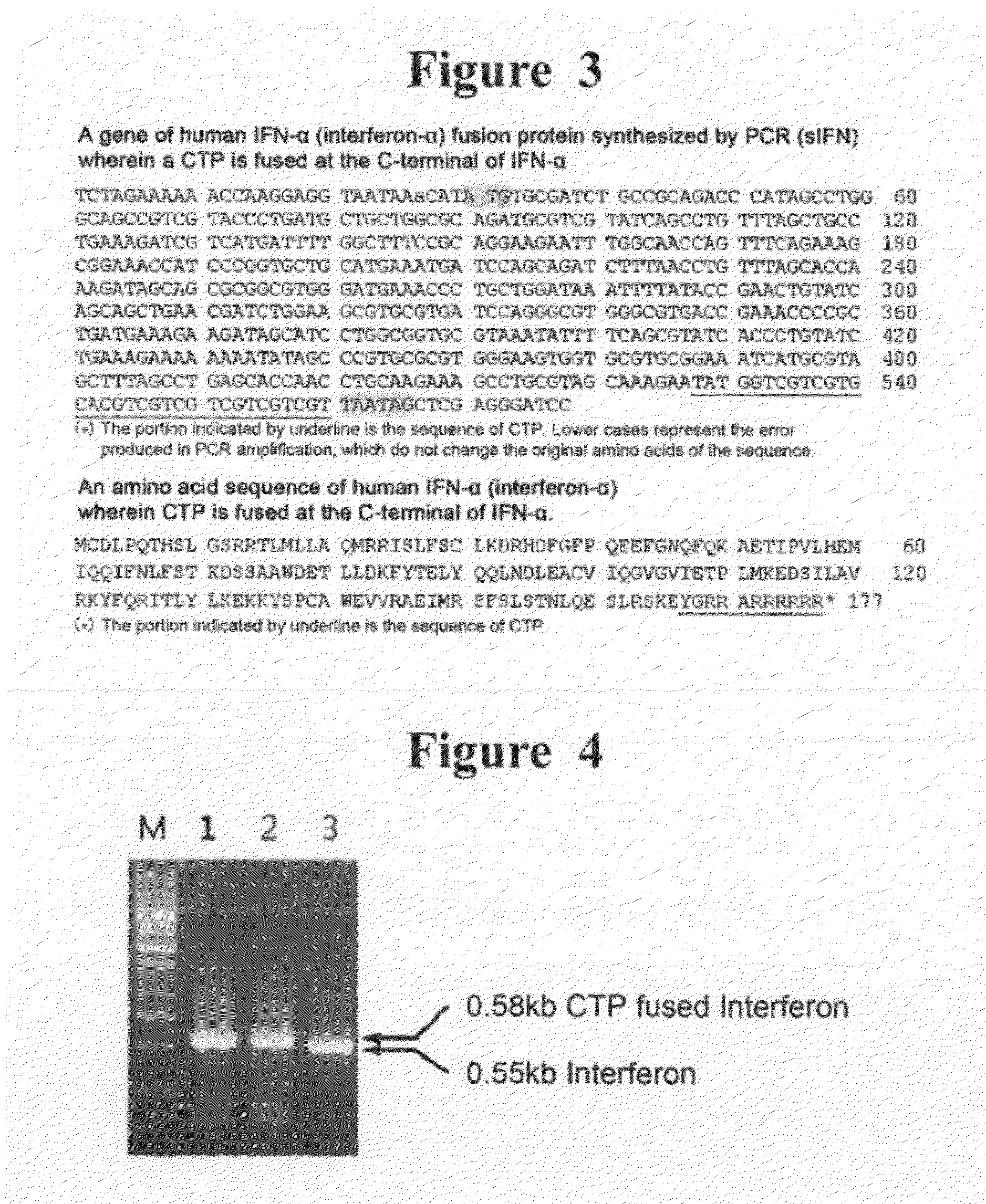 Interferon-alpha (IFN-alpha) Fused Protein Having IFN-alpha and Cytoplasmic Transduction Peptide (CTP)