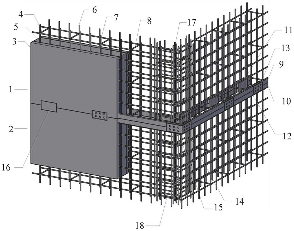 Assembly type L-shaped composite wallboard full-length force transmission steel plate self-tapping screw block connecting structure and manufacturing method