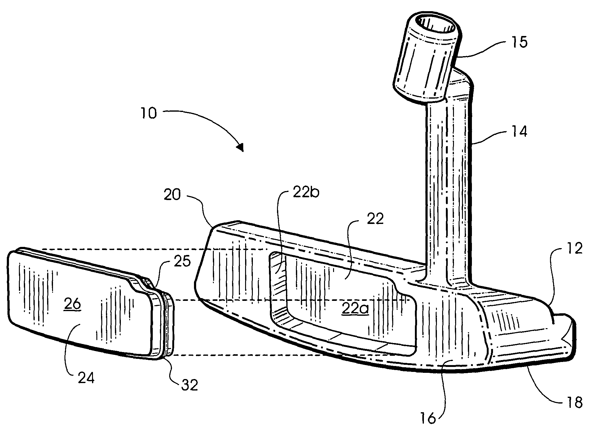 Golf club head having a face insert with a visual outline