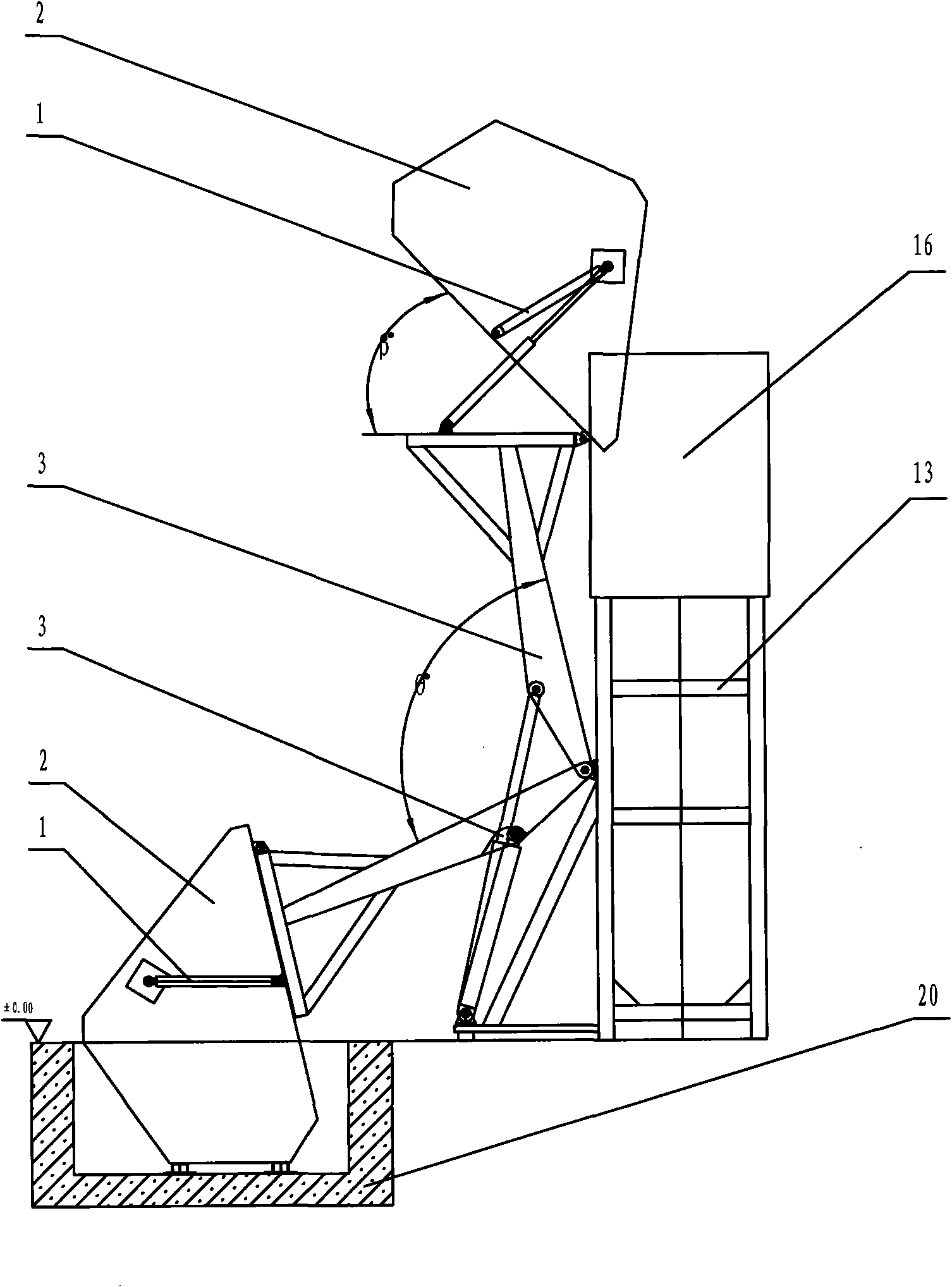 Integrated vertical garbage compressor