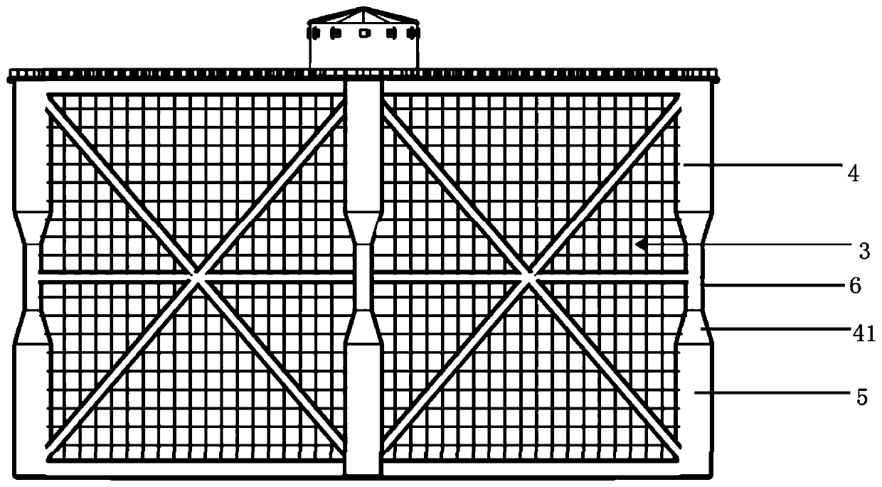 Semi-submersible offshore fishing ground platform with lightweight frame structure