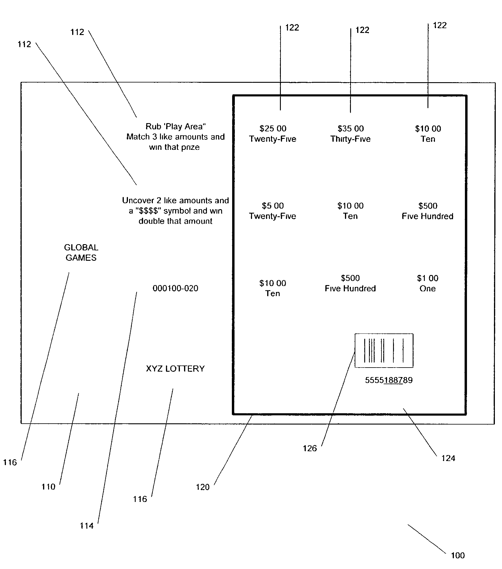 Instant-win lottery ticket allowing keyless validation and method for validating same