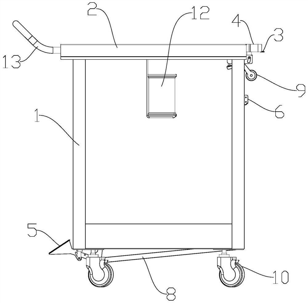 A pedal trolley for carrying the cleaning frame of a medical cleaning machine