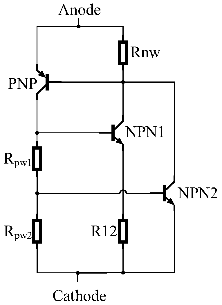 Lateral SCR device with high maintaining voltage