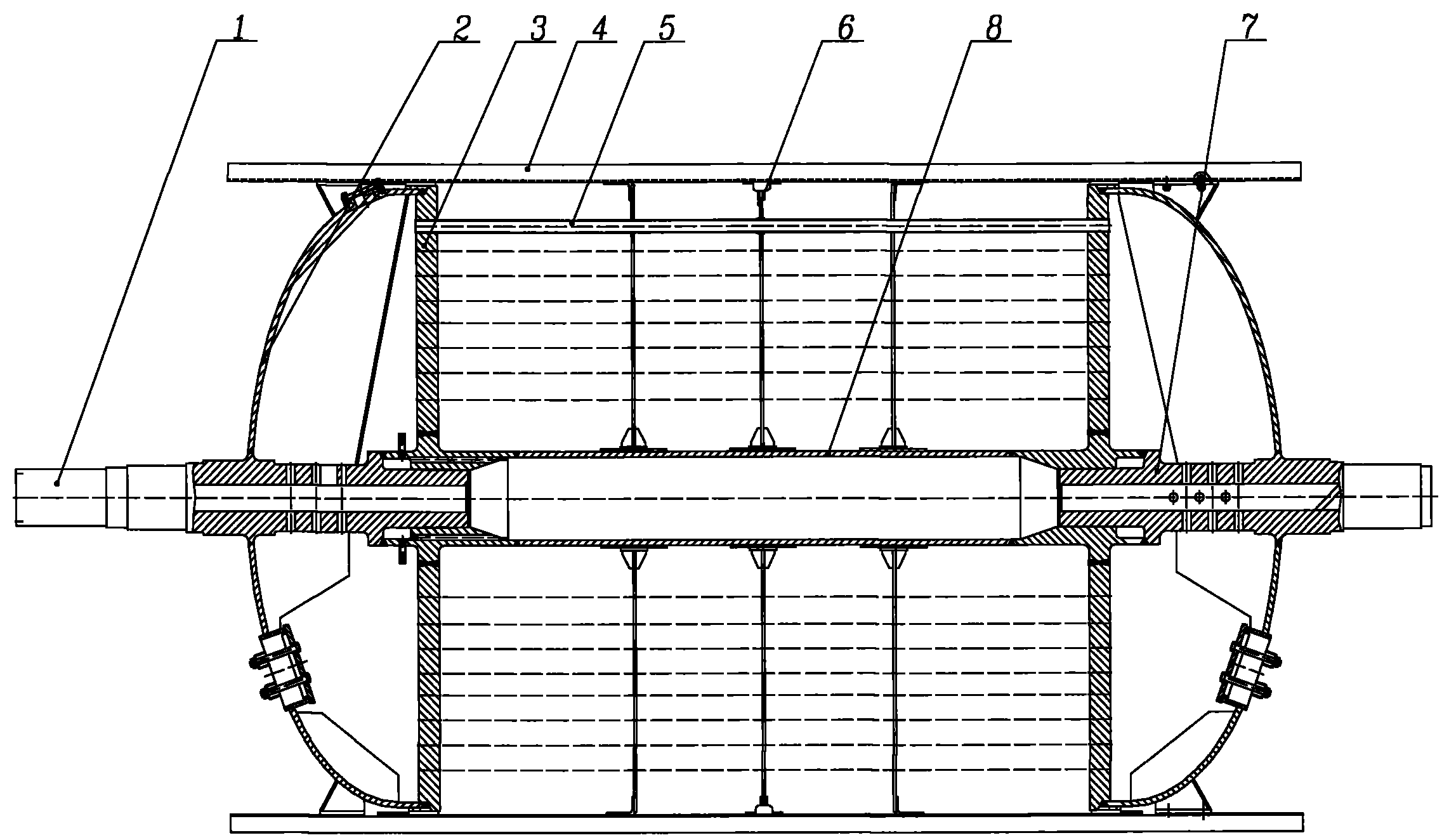 Tube core of tube bundle dryer with intermediate tubular shaft