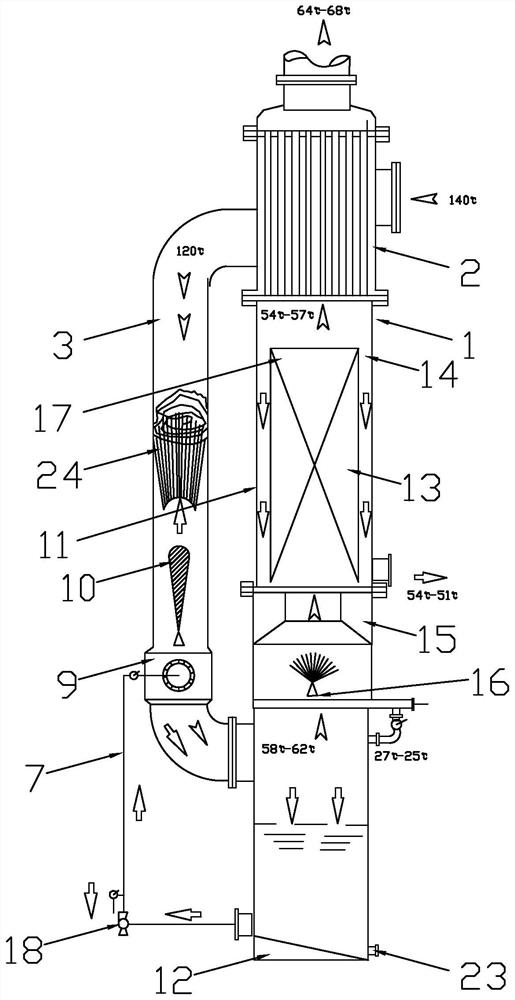 Wet process desulphurization and dust removal device and wet process desulphurization and dust removal method using same