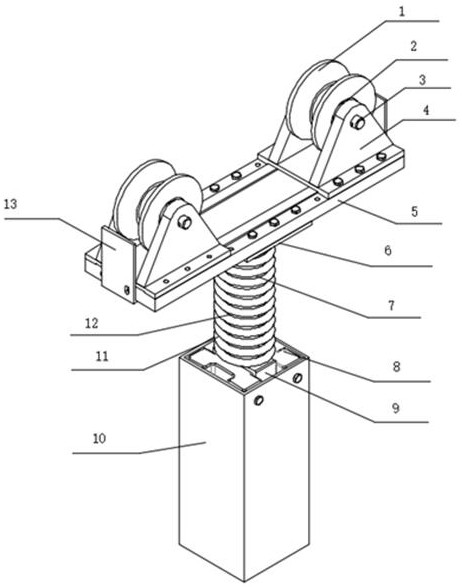 A pressing wheel device for a high-voltage transmission line inspection robot