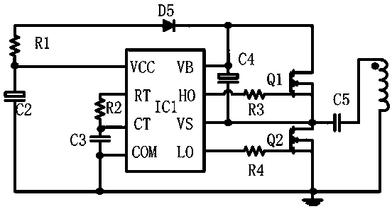 LED half-bridge circuit with feedback variable-frequency constant-current driving