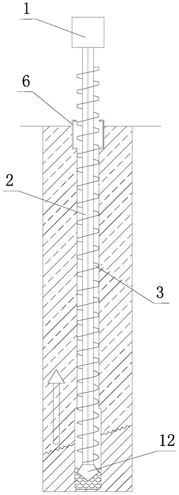 Long auger drilling cement mortar retaining wall type implanted pile tube construction device and construction method