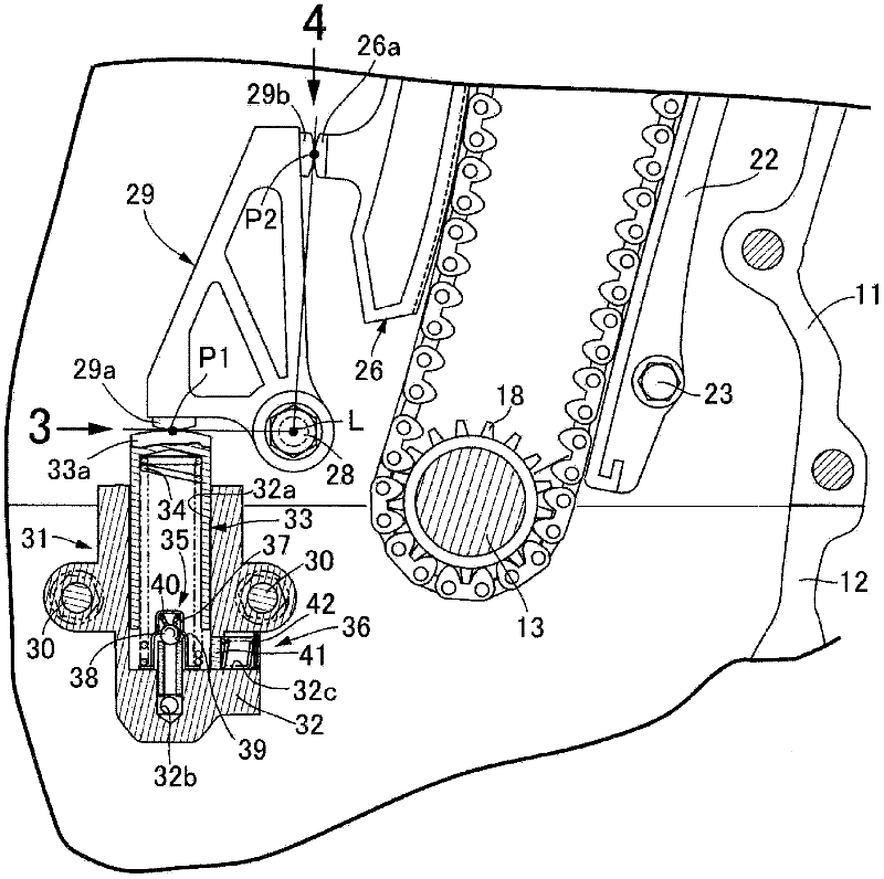 Chain tensioner device