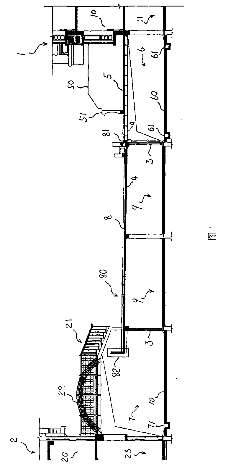 Method for fully utilizing space among buildings and building structure thereof