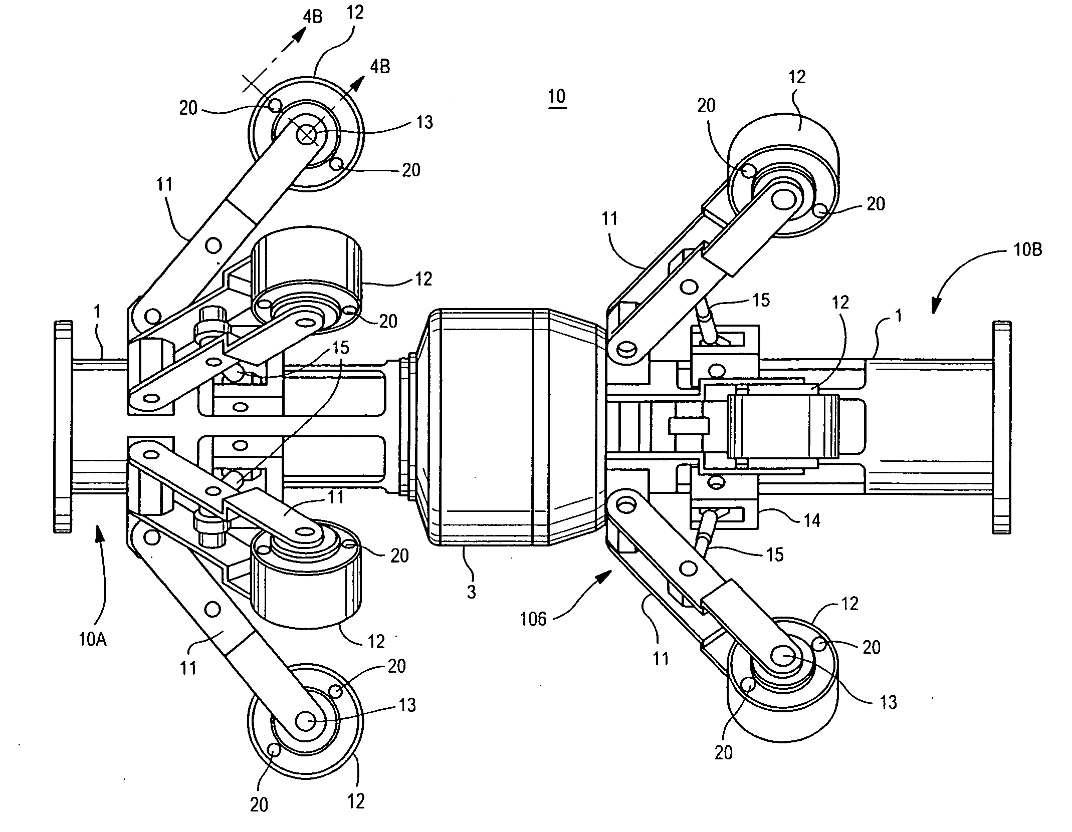 Pressure-balanced electric motor wheel drive for a pipeline tractor