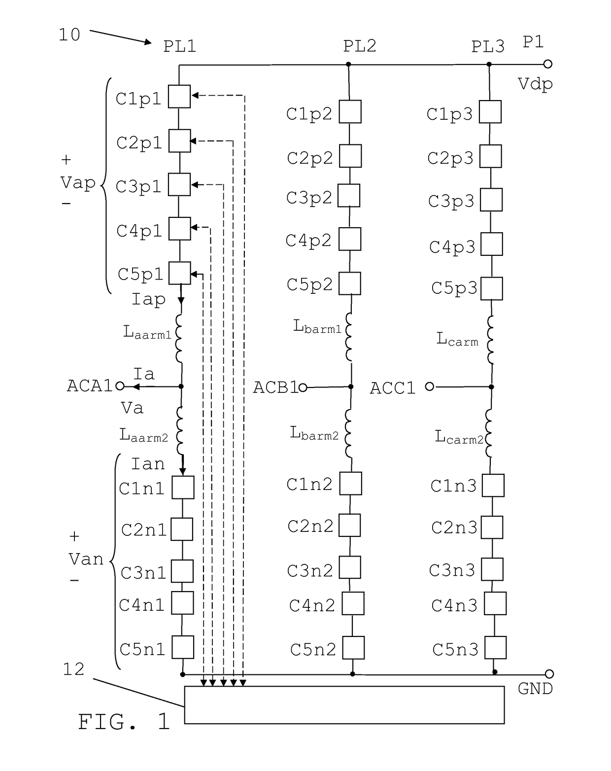 A multilevel converter with reduced ac fault handling rating