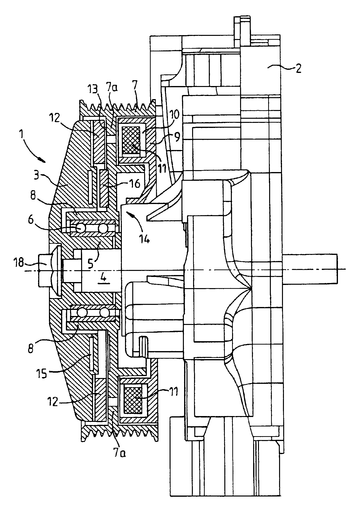 Drive member for a water pump of the cooling-water circuit of an internal combustion engine and frictional shift clutch