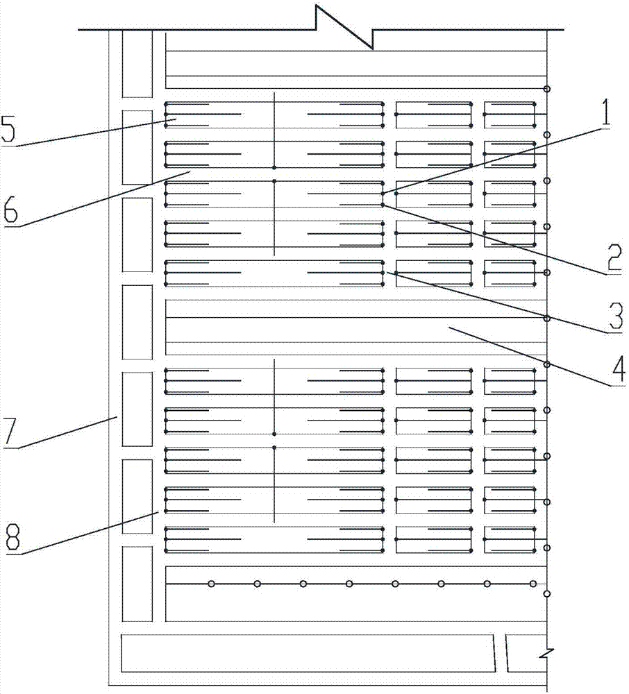 Wangeviry stope face roof hydraulic fracturing weakening method and device