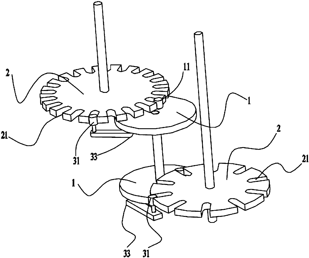 Intermittent transmission mechanism and stirring wheel bottle conveying device