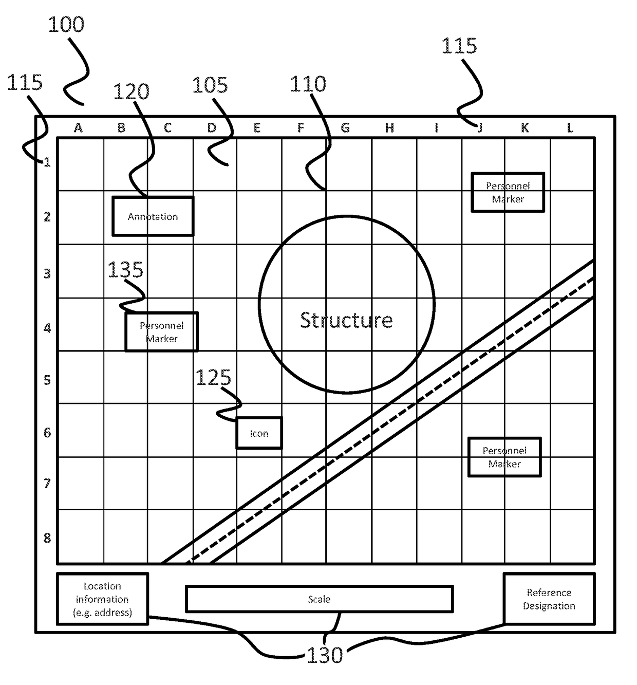 Providing coordinating location information using a gridded reference graphic (GRG)