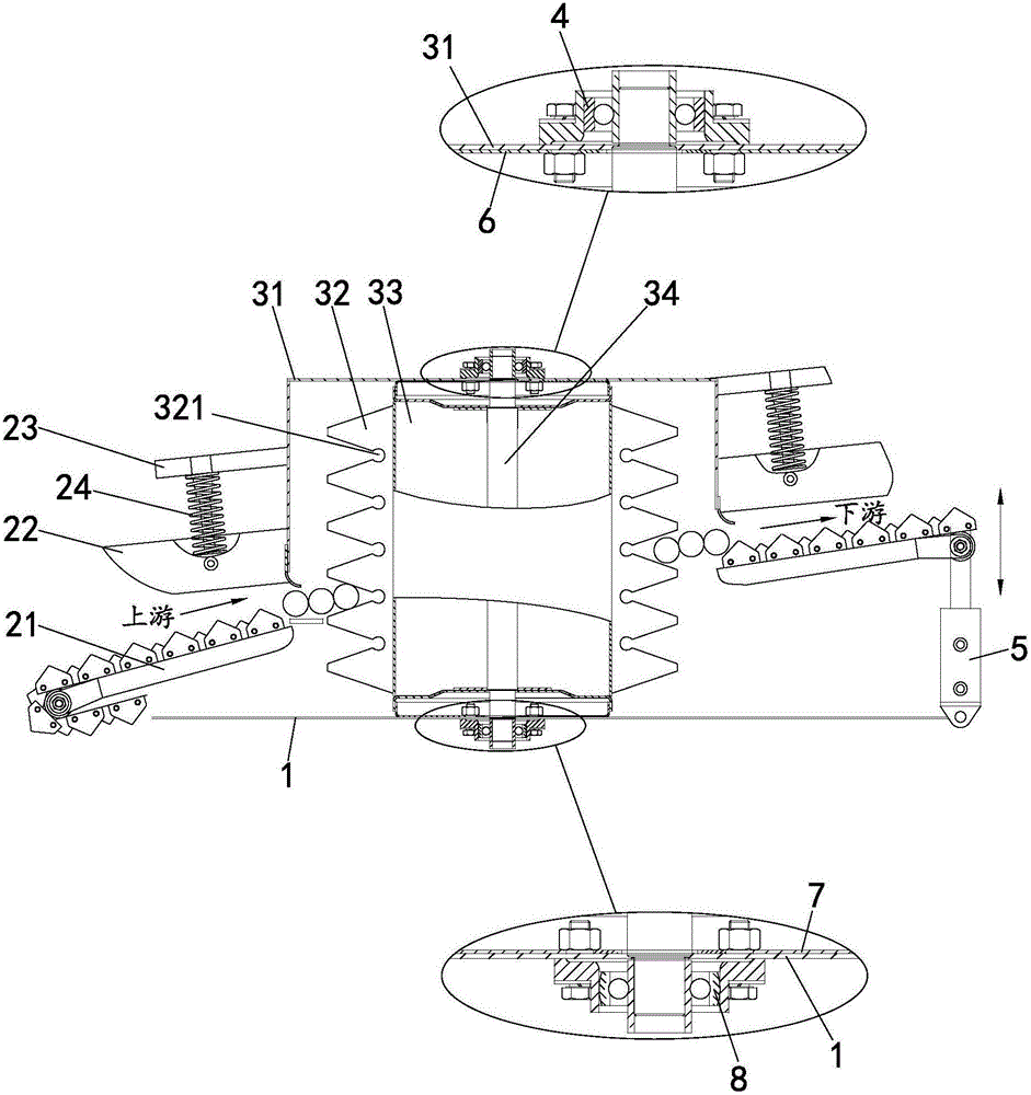 Semi-feeding grain threshing device