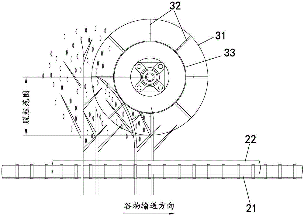 Semi-feeding grain threshing device