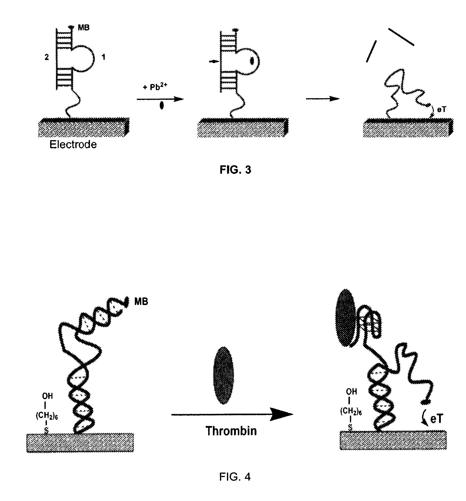 Signal-on architecture for electronic, oligonucleotide-based detectors