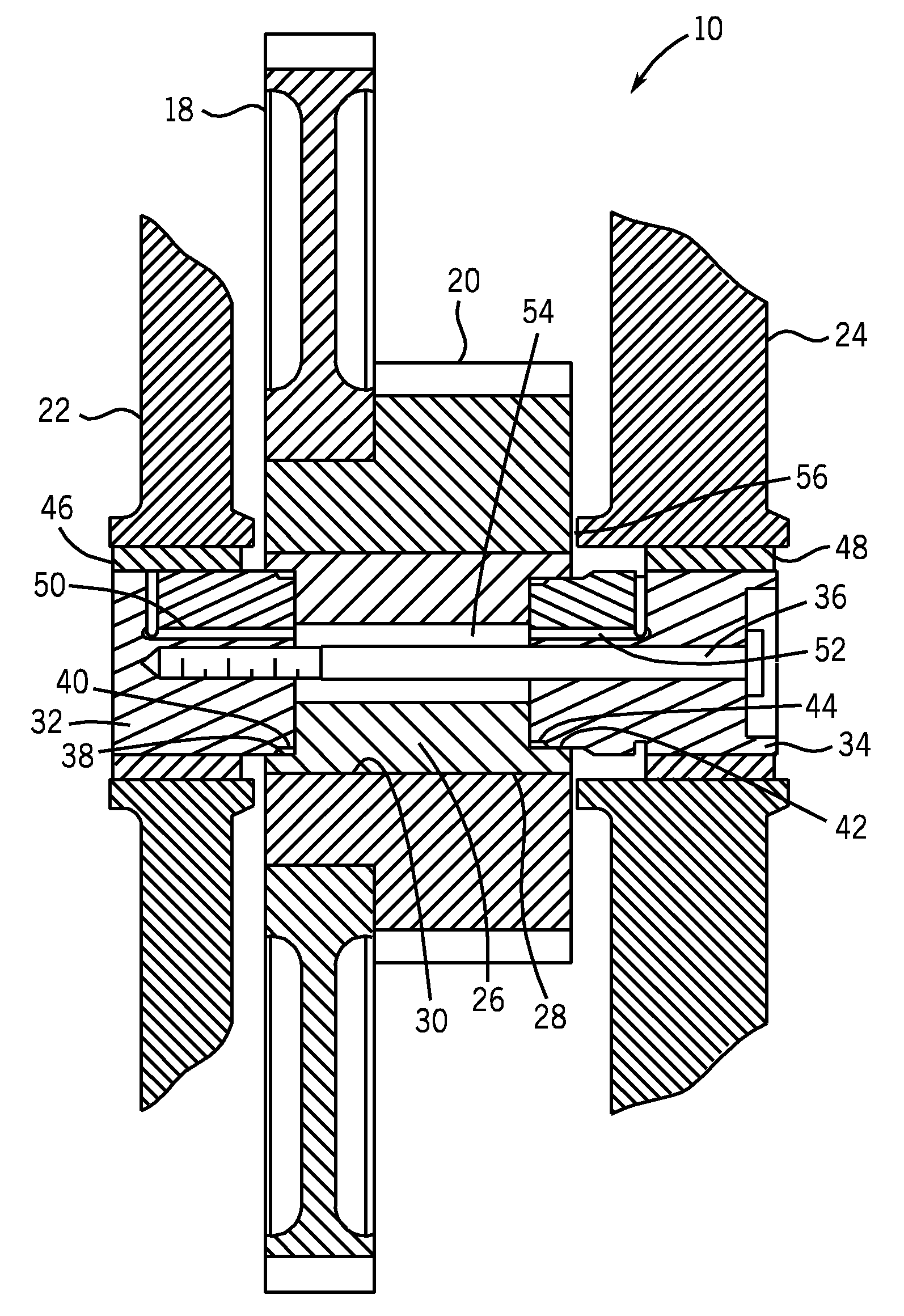 Split shaft for high power diesel engine