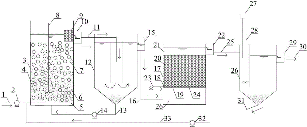 Double-circulation nitrogen and phosphorus removal wastewater treatment system and process