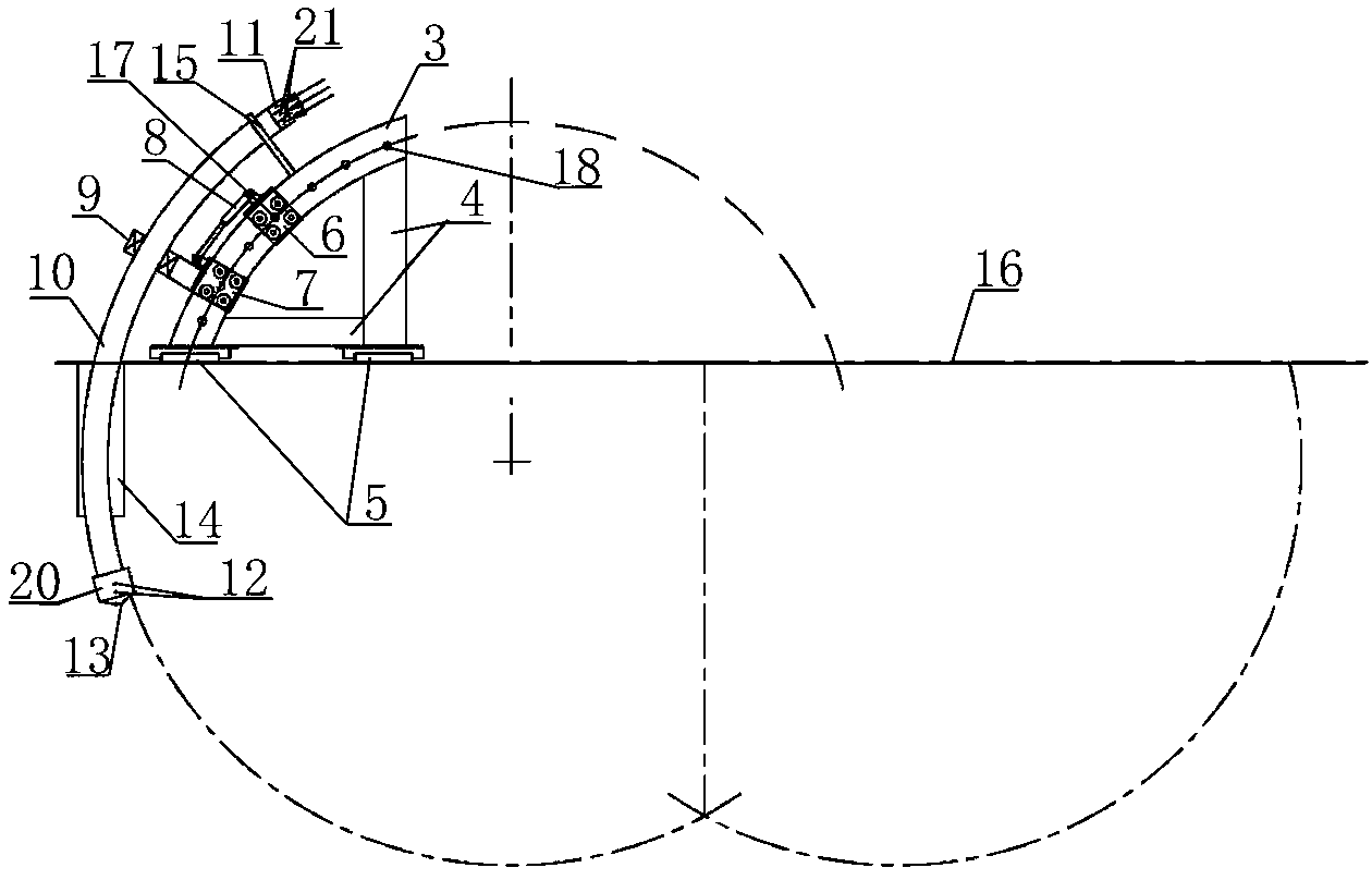 Tunnel arch foot circumferential high pressure jet strengthening method and construction equipment